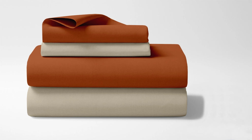 Completo Lenzuola Invernali Felpate In Calda Flanella Bicolore Set Biancheria Da Letto Anti Pilling Lenzuolo Sopra,Sotto Con Angoli Elasticizzati E Federe Prodotto Certificato Rust-panna - Matrimoniale