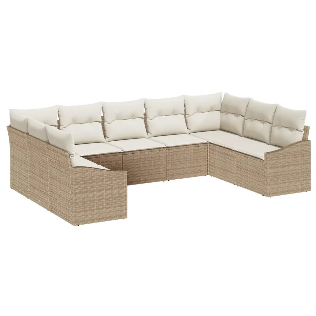Set di divani con cuscino 9 pcs Beige polyrattan