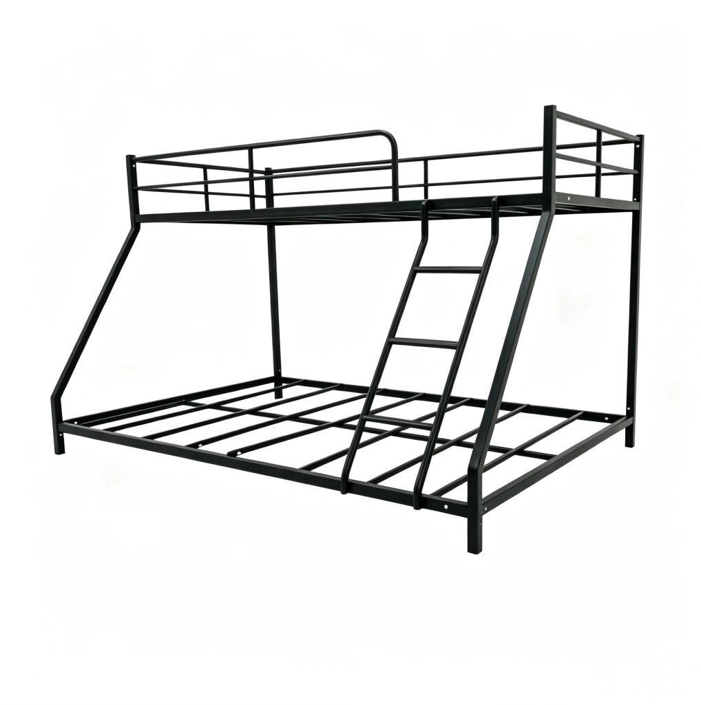 Letto a castello in metallo nero salvaspazio con 2 posti letto 200x140x137 cm