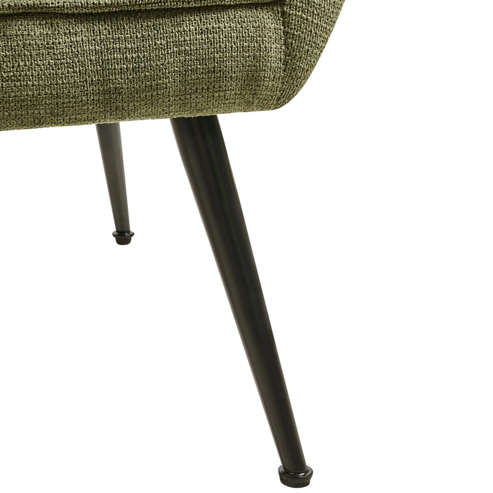 Poltrona in stile retrò con rivestimento idrorepellente gambe in acciaio imbottitura trapuntata e braccioli verde