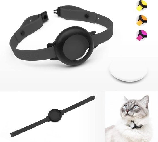 Collare per gatti Nemo per AirTag*, sicuro, leggero, comodo, collare per gatti con chiusura di sicurezza, compatibile con AirTag, cinturino in silicone, nero
