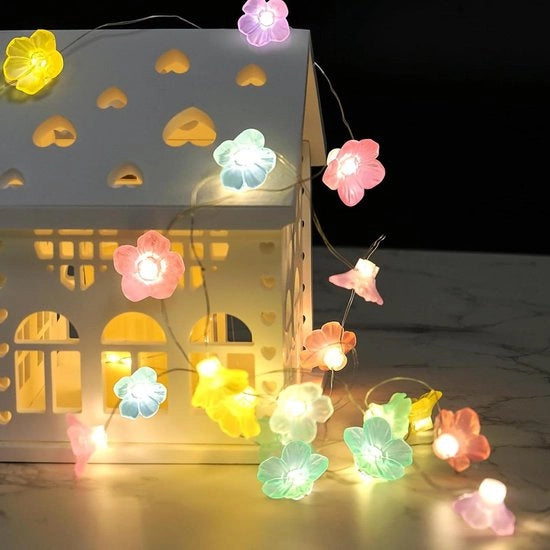 Luminaria a forma di fiori - 2 metri, 20 led - catena di luci fiori - per interni ed esterni - decorazione camera da letto per bambine - decorazione per salotto - regalo per donne e bambine.