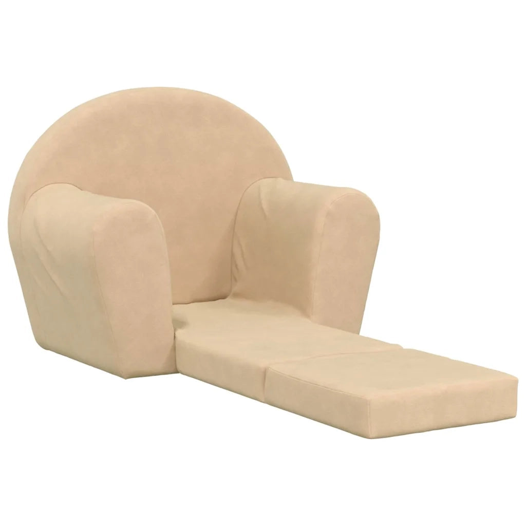 Divano Letto per Bambini Crema in Morbido Peluche 356995