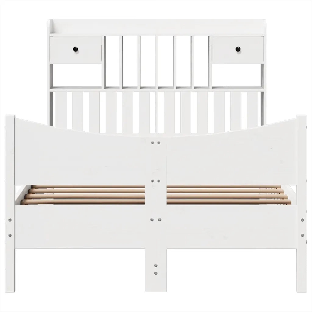 Letto senza Materasso Bianco 135x190 cm Legno Massello di Pino