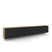 Mobile TV Soggiorno, 309x50x35 cm, Per TV fino a 80", Sospeso, da appendere, Nero e rovere