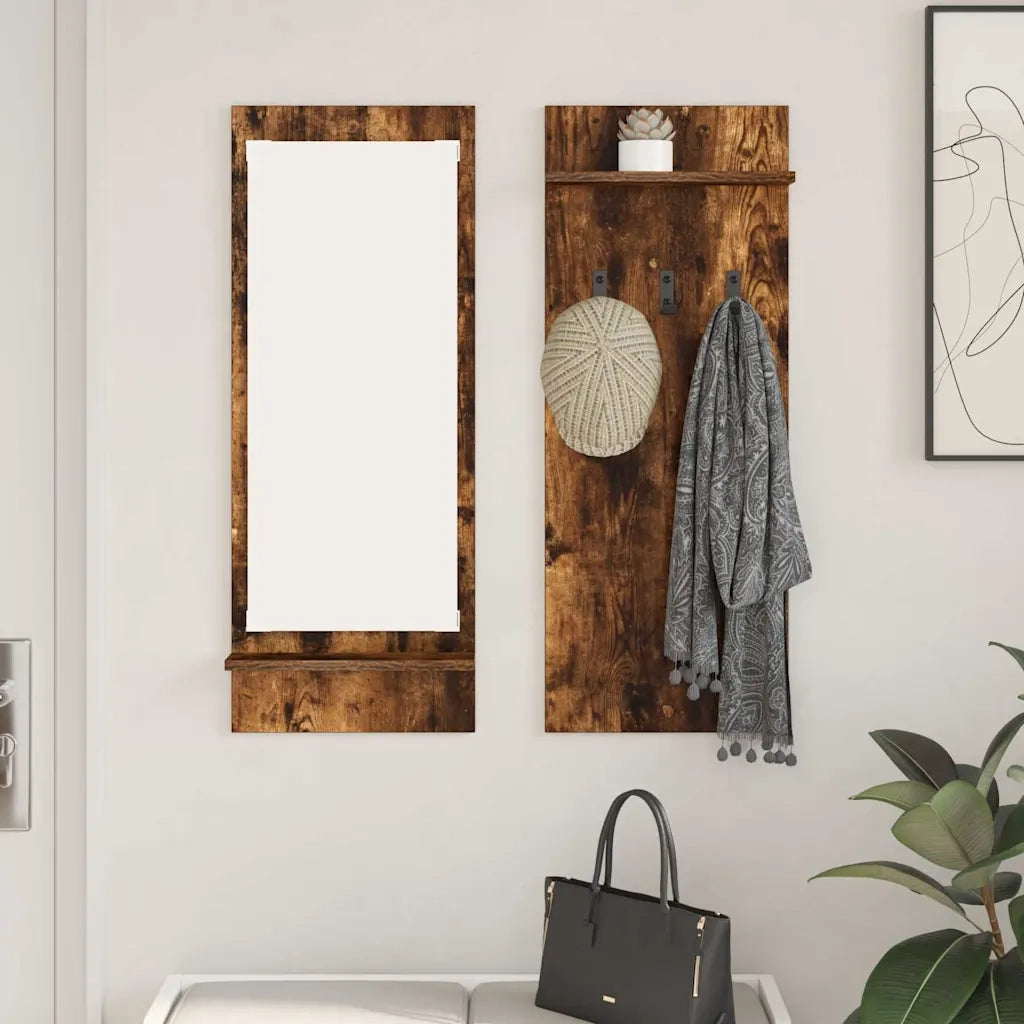 vidaXL Appendiabiti a muro con lo scaffale Rovere fumo 70 x 10 x 90 cm