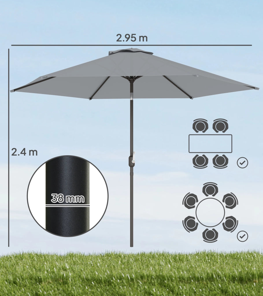 Ombrellone da Giardino Inclinabile 3x3 m ¨C Zephmum ¨C Grigio Metallo Poliestere