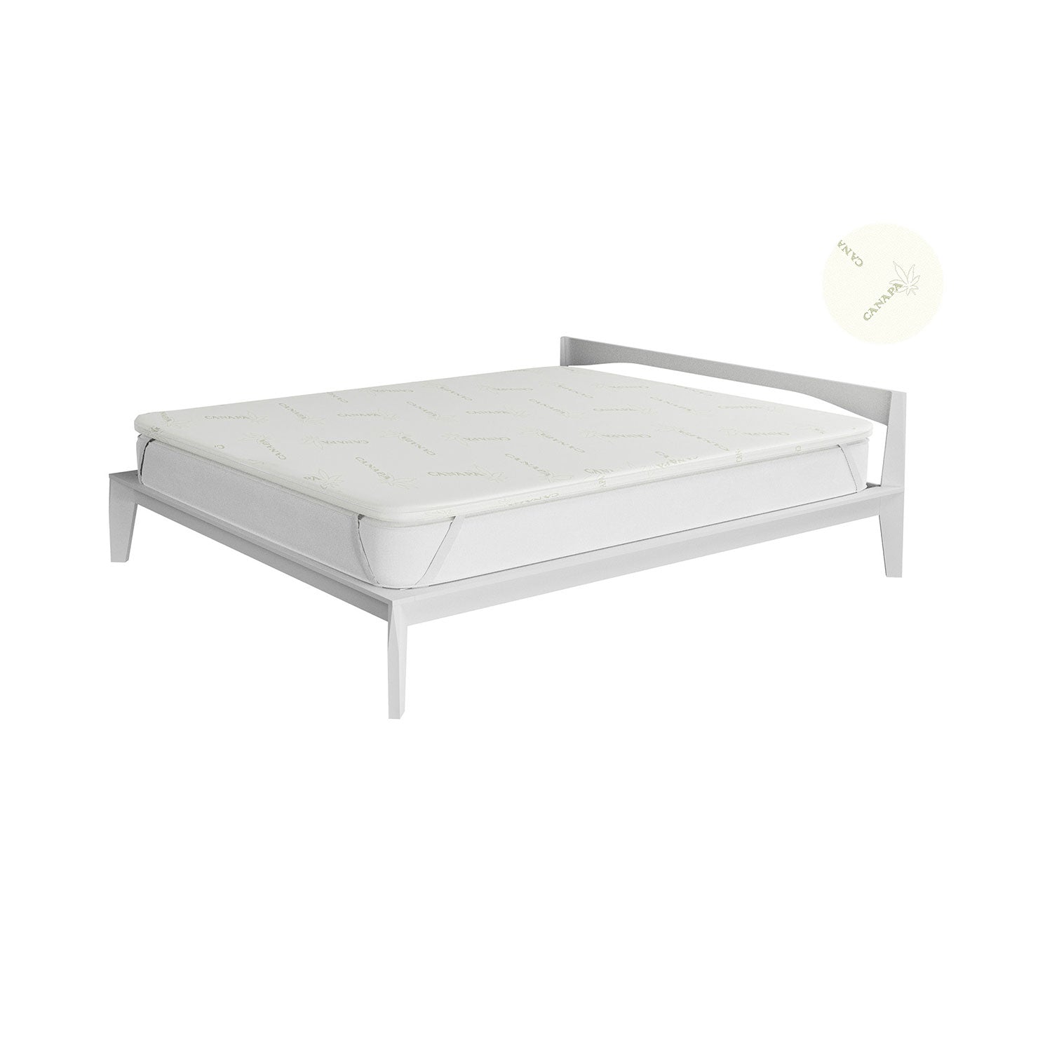 Topper Memory Con Fodera Matrimoniale 160x190 cm in Poliestere e Canapa Bianco