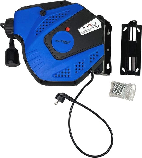 Cavo avvolgicavo da parete 15m con funzione di avvolgimento automatico - Ideale per officina, garage e giardino