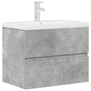 Set Mobili da Bagno | Armadio da bagno 2 pz Grigio Cemento in Legno Multistrato