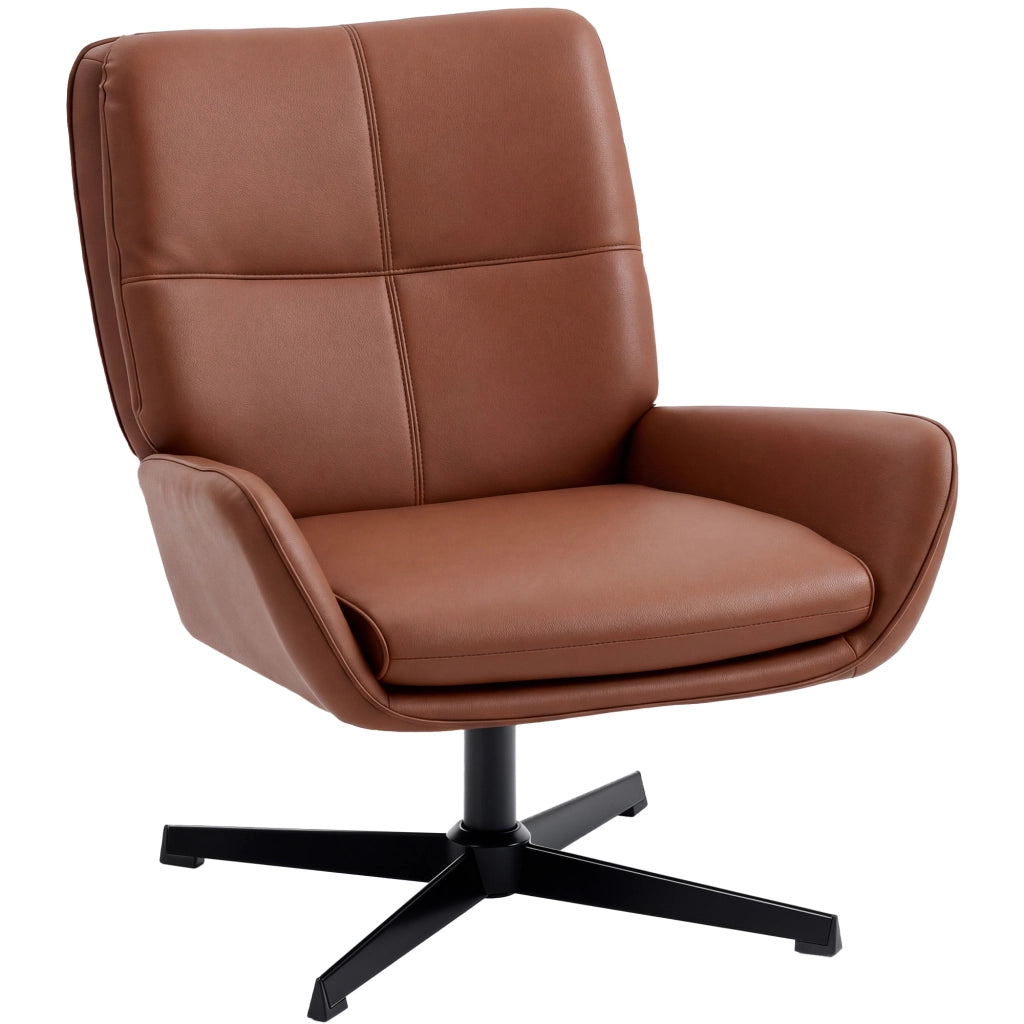 Poltrona imbottita in similpelle ¨C zephmum ¨C marrone con gambe in metallo