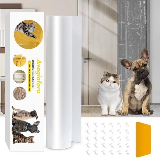 Protezione contro graffi per gatto, 5m x 20cm pellicola autoadesiva per gatti, protezione contro graffi per muro, pellicola anti-graffi per gatti, nastro anti-graffi per mobili, protezione per porte e muri