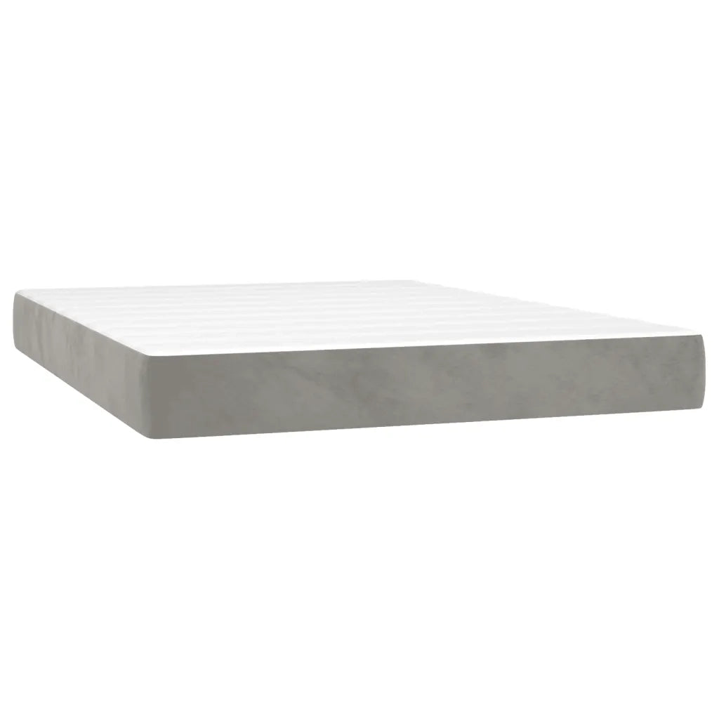 Letto a Molle Materasso e LED Grigio Chiaro 140x190 cm Velluto 3139619
