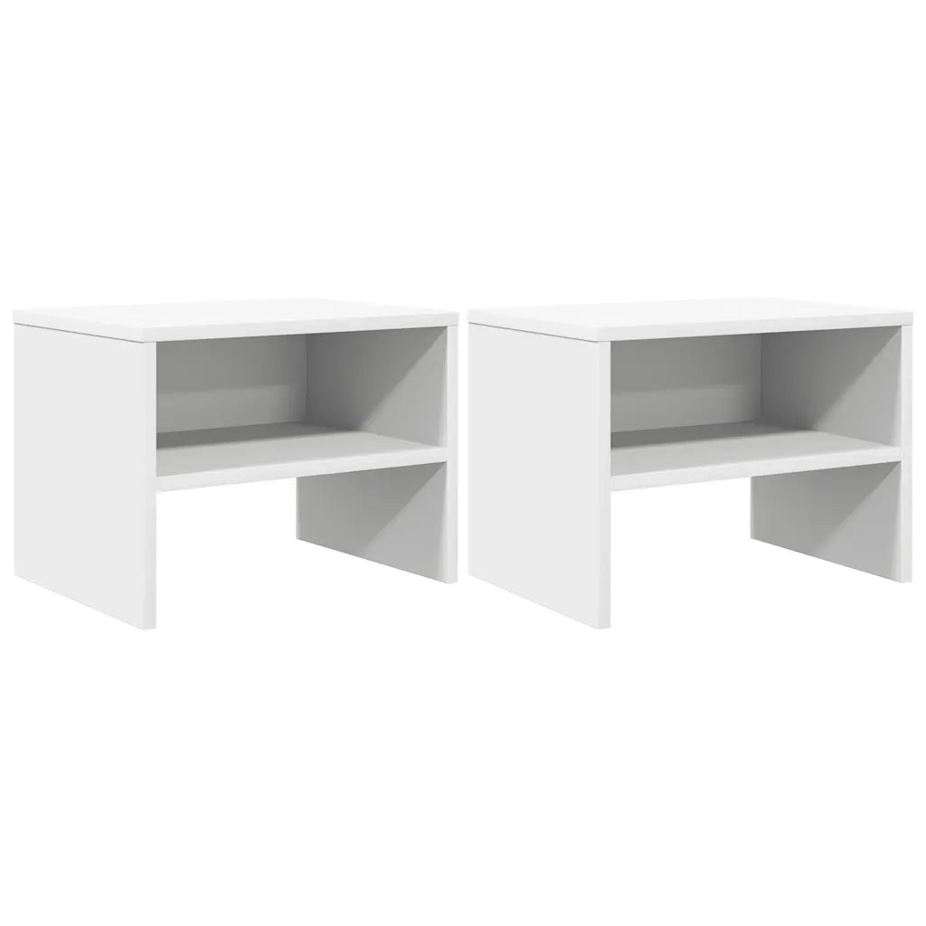 Comodini Bianchi 2 pz 40x30x30 cm Legno Ingegnerizzato 800064