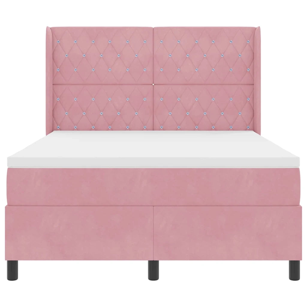 Letto a molle con strisce LED Rosa 140 x 190 cm Velluto 3343813
