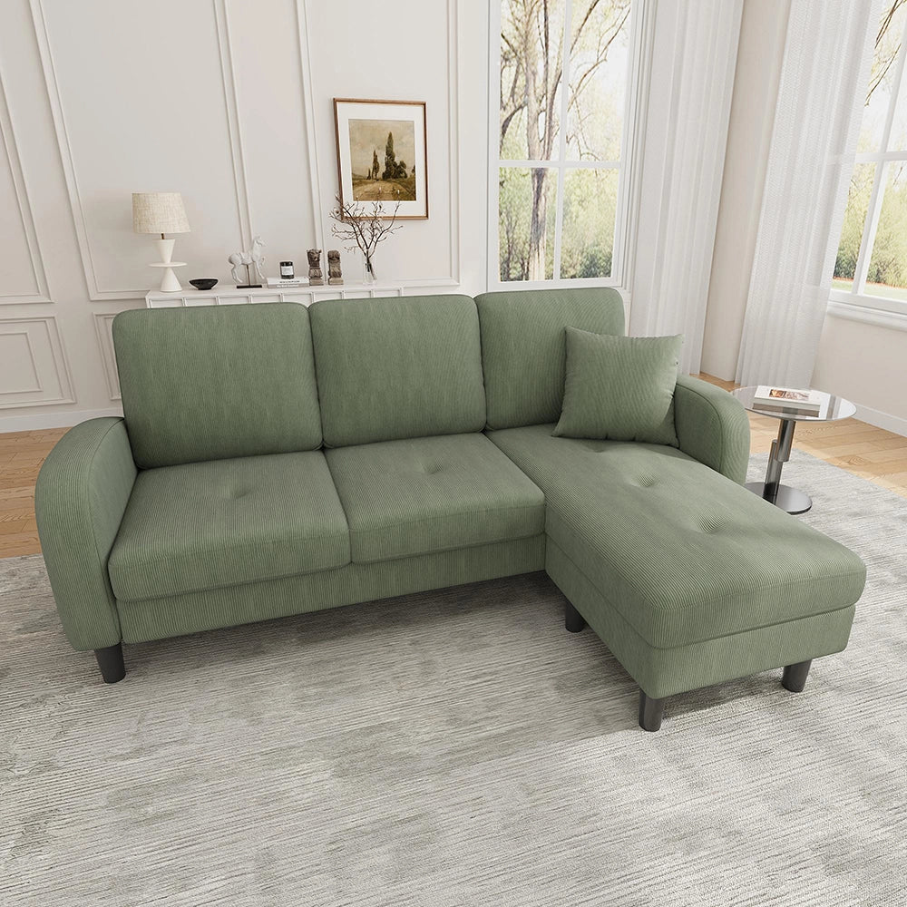 Divano angolare L con chaise longue - Xylo - 166x118x77 cm - Tessuto velluto coste design modulare