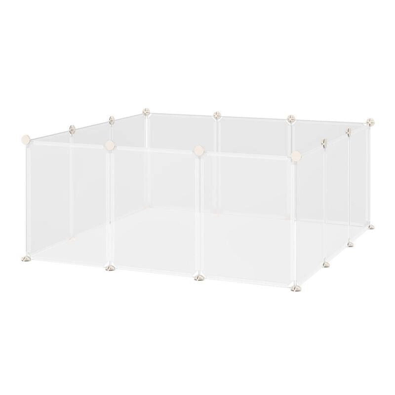 RECINTO PER CONIGLI, CUCCIOLI E PICCOLI ANIMALI MODULABILE IN METALLO E PP, 12 PANNELLI DA 35X45 CM BIANCO