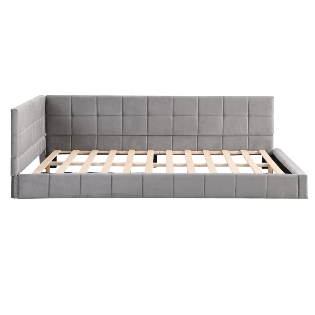 Letto poltrona multifunzione in velluto grigio 140x200 cm