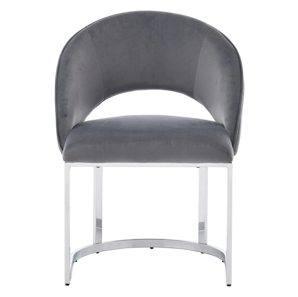 Set di 4 sedie da pranzo in velluto grigio con gambe argentate
