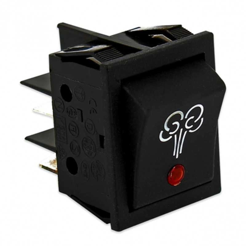 INTERRUTTORE 0-1 LED ROSSO SIMBOLO VAPORE FERRI DA STIRO UNIVERSALE 30X22 - UNIVERSALE