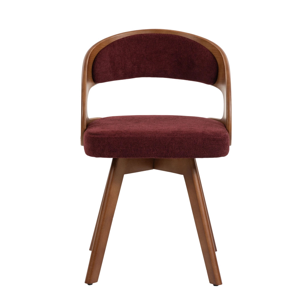Sedia da Pranzo Girevole in Legno con Cuscino e Schienale Curvo ¨C MINIMAL ¨C Tessuto Naturale