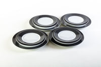 Servizio Piatti da Tavola 12 Pezzi in Porcellana Bianca Bordo Nero