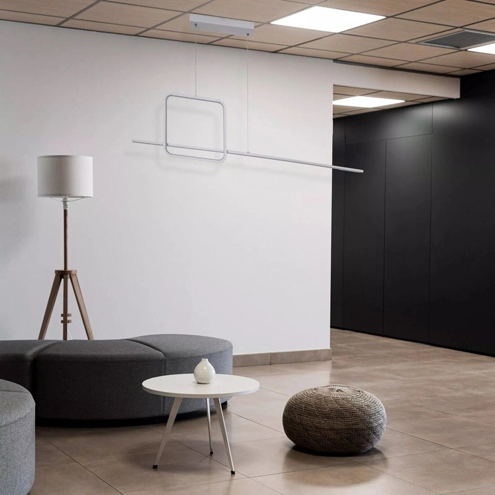 Trade Shop - Lampadario A Sospensione Led 48w Design Quadrato Linea Bianco Ip20 Luce 4000k 33559 -