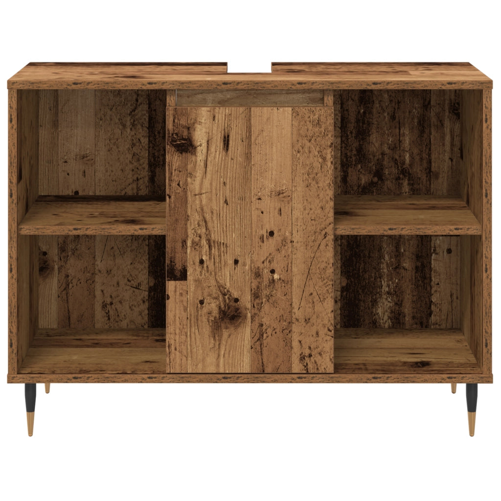 Set Mobili Bagno 3 pezzi Legno Vecchio Legno Ingegnerizzato