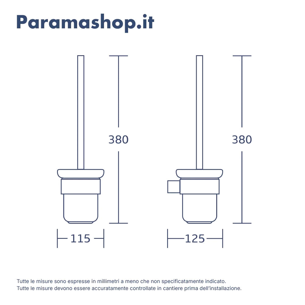 Set da bagno 2 accessori cromato: dispenser, porta scopino | Brush