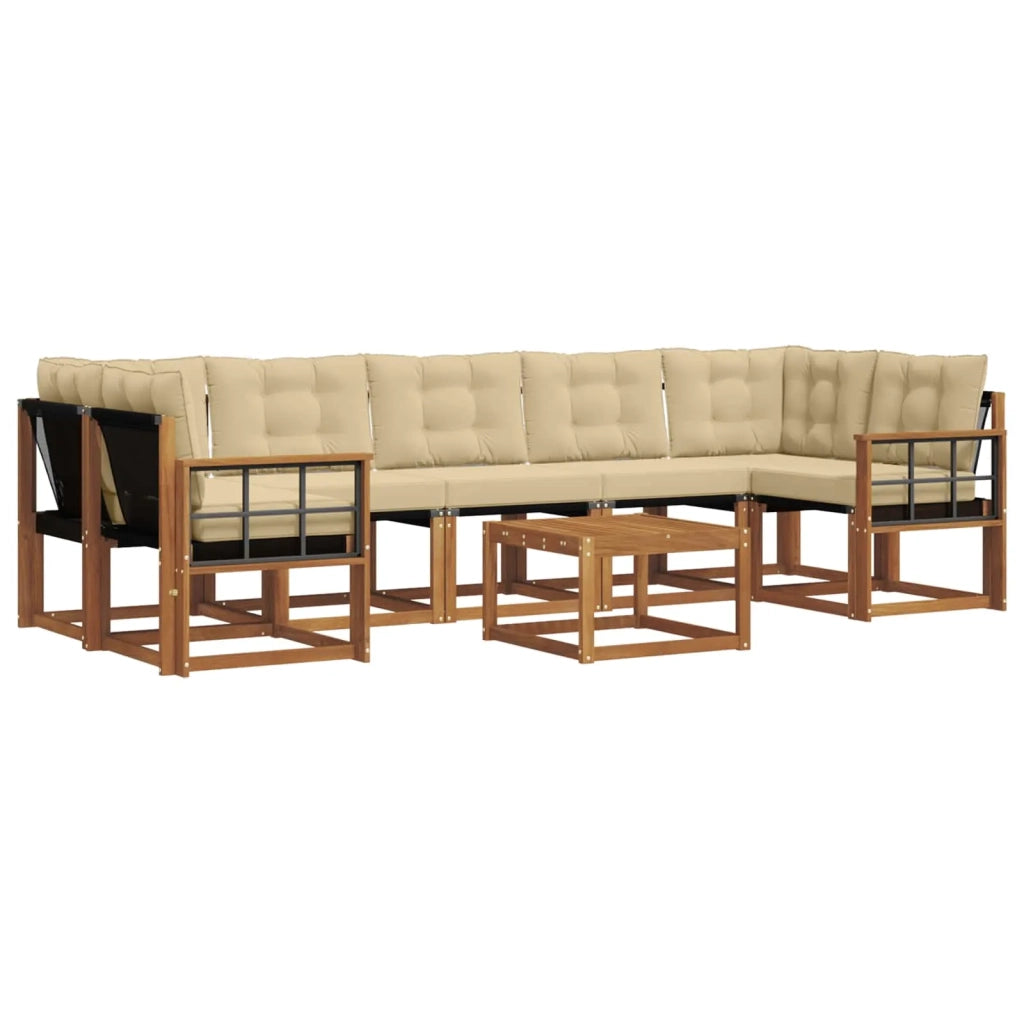 Set di divani da esterno con cuscino 8 pcs Naturale e Beige