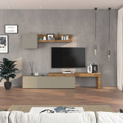 WHOUS Parete attrezzata Chronos set soggiorno tortora opaco e rovere 190/350x40 cm