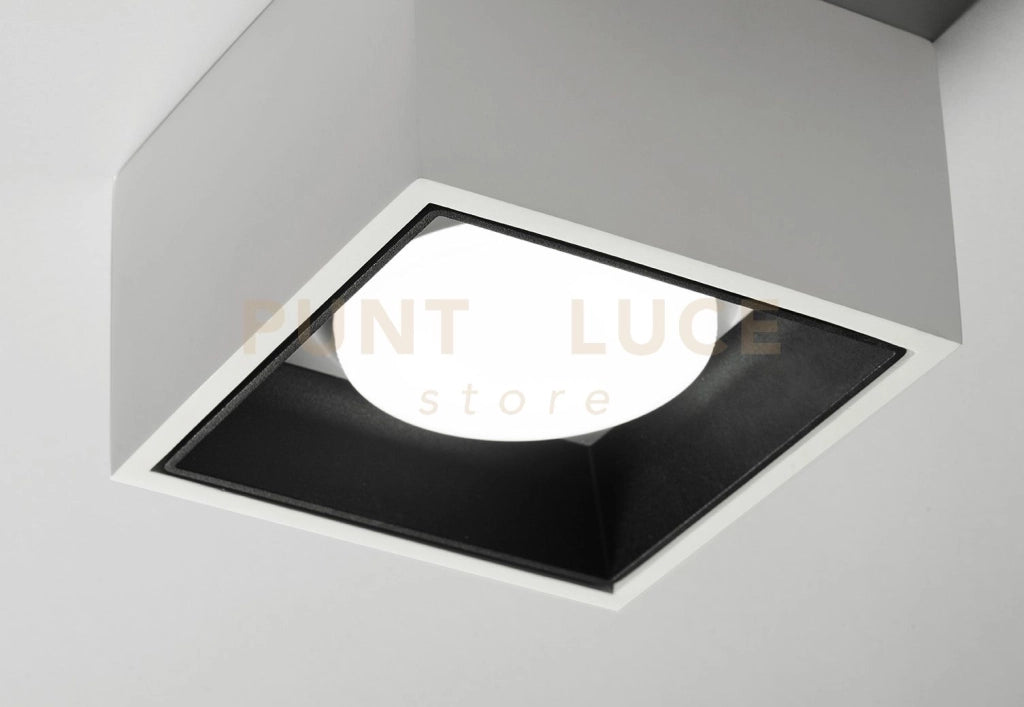 NASSO Soffitto 1 Luce  attacco GX53 Quadrata Nero in gesso e alluminio 12x12cm