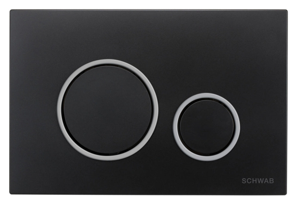PLACCA DOPPIO SCARICO VELA- Nero opaco anello cromo lucido SCHWAB