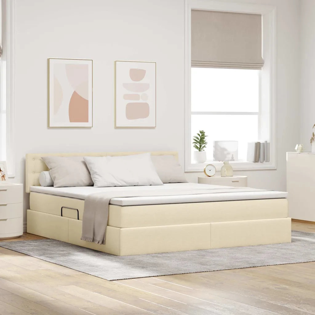 Letto con contenitore e materasso Crema 180 x 200 cm 3370654