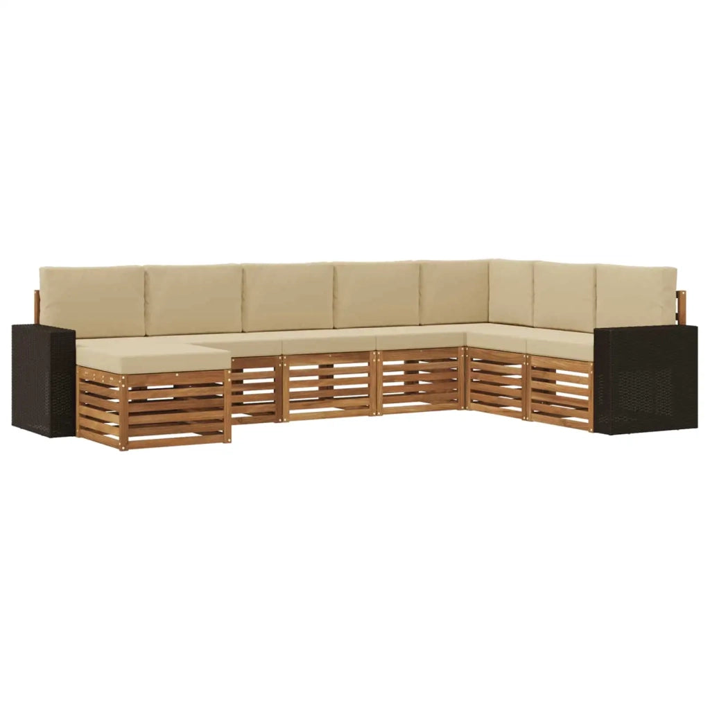 Set di divani da esterno 8 pz Naturale e Beige 3384724