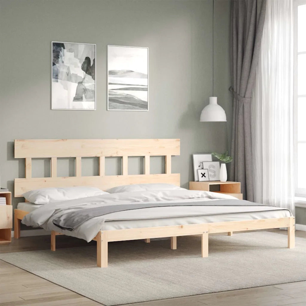Giroletto senza Materasso-Struttura Letto 200x200 cm in Legno Massello di Pino 299783