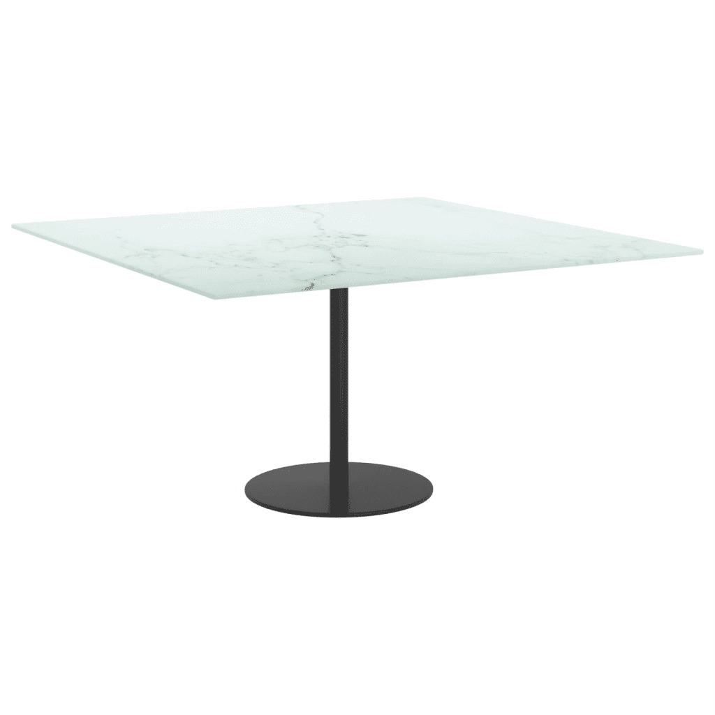Piano Tavolo Bianco 80x80 cm 6 mm Vetro Temperato Design Marmo 322257