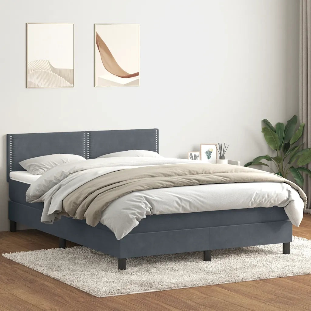 Letto a Molle con Materasso e LED Grigio Scuro 160x210 cm Velluto 3316792