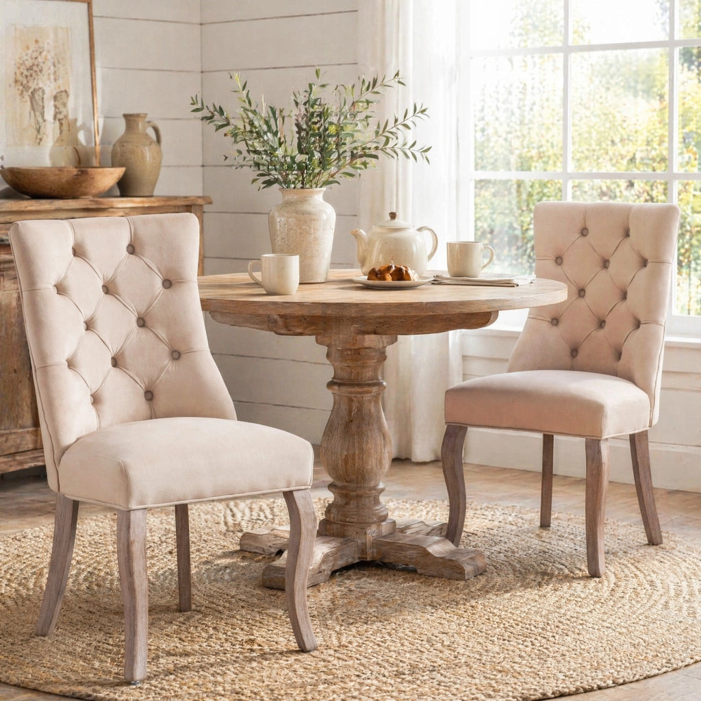 SEDIA da pranzo in velluto beige 97x51x47 cm Set 2 pezzi