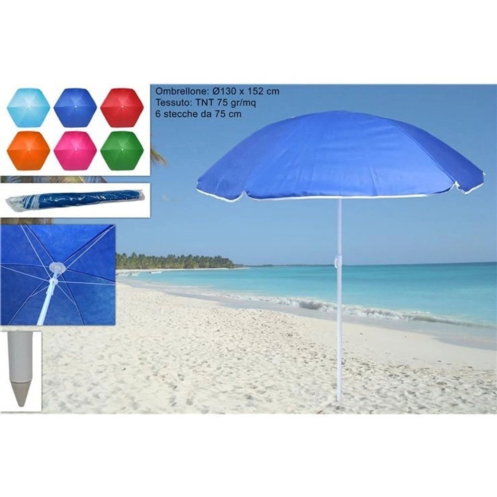 Trade Shop - Ombrellone Mare Spiaggia Scoglio In Tnt ø130x152cm Con 6 Stecche Da 75cm 6 Colori 629604a -