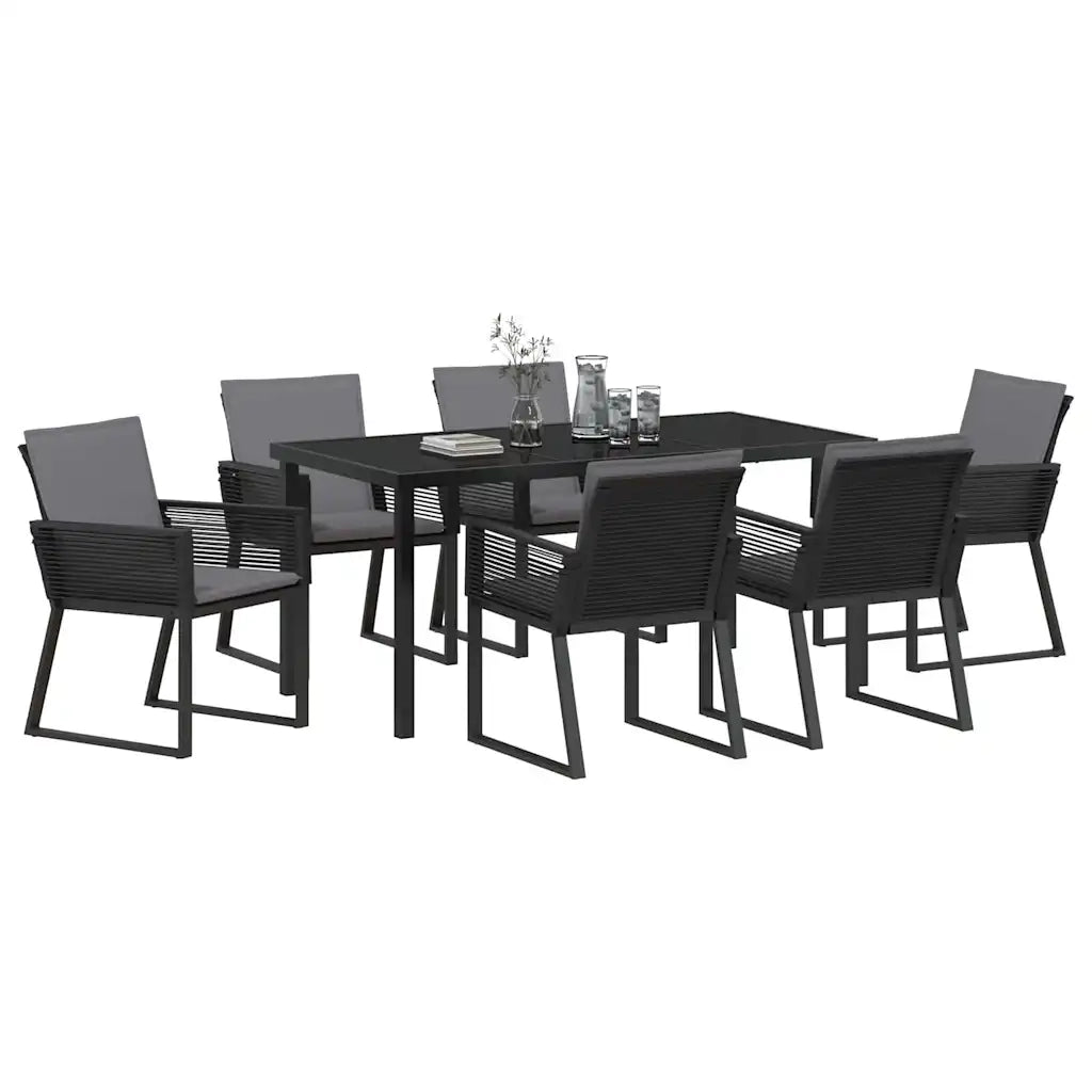 Set da Pranzo per Giardino 7 pcs Nero