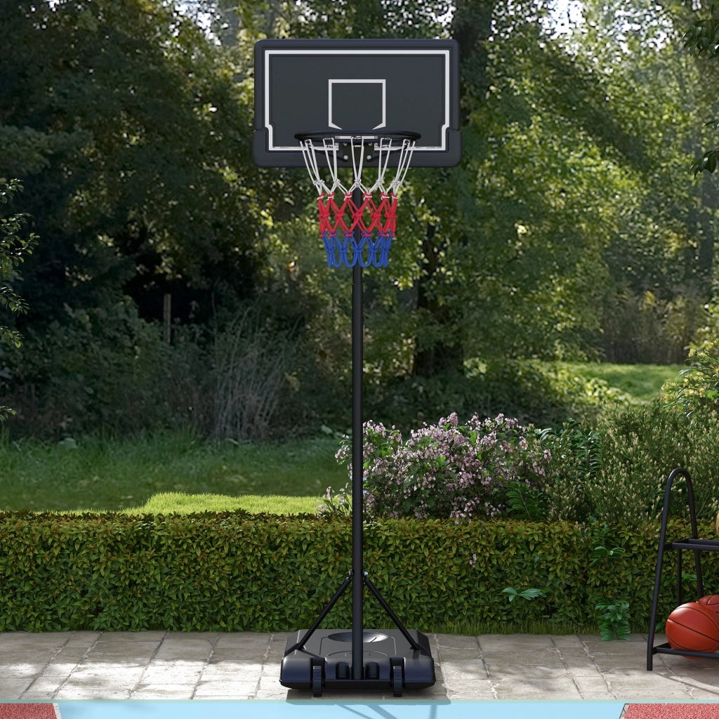 Cestino da Basket Regolabile in Altezza ¨C zephmum ¨C Nero, Metallo, 182-213 cm