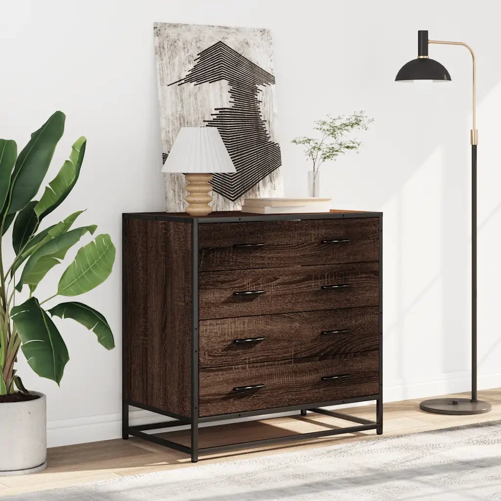 vidaXL Cassettiera Rovere Marrone 70x41x70 cm in Legno Multistrato