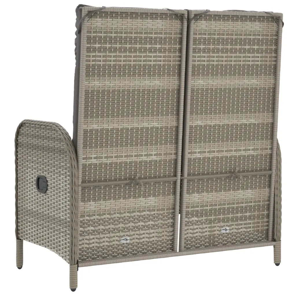 Panca Reclinabile da Giardino Cuscini 107 cm Polyrattan Grigia 319893