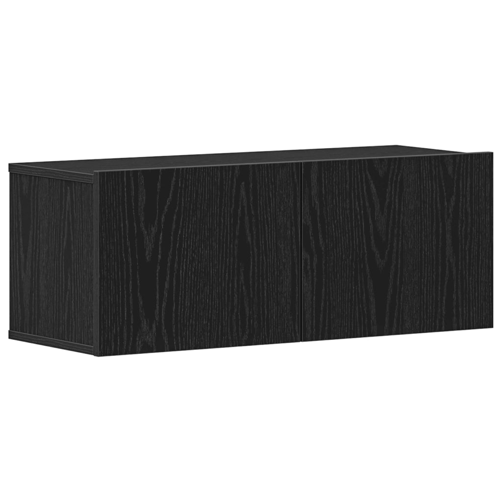 Armadi da muro per TV (Set di 2) - Rovere Nero, 80x30x30 cm, Legno ingegnerizzato