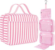 Toilette appeso, toilette acqua resistente per signora e signore, toilette appeso per signora e signore, valigetta pieghevole, borsa cosmetica (strisce rosse e bianche)