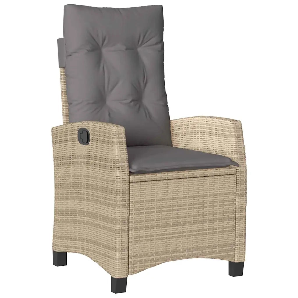 Set da Pranzo per Giardino con cuscino 5 pcs Beige polyrattan