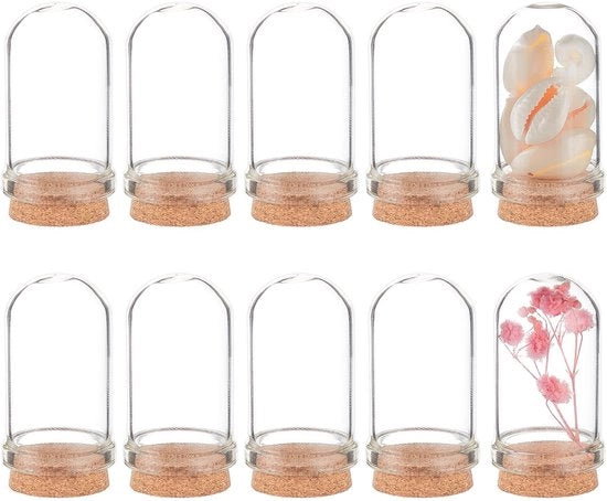 Vasetti in vetro da 20 pezzi - Fusti in vetro da 9 ml - Coperchi a cupola - Tappi in gomma - Calici decorativi - Vetro di alta qualità