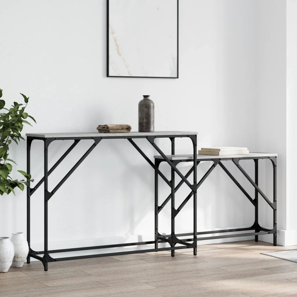 Tavoli Consolle | Tavolo d'Ingresso Impilabili 2 pz Grigio Sonoma Legno Multistrato