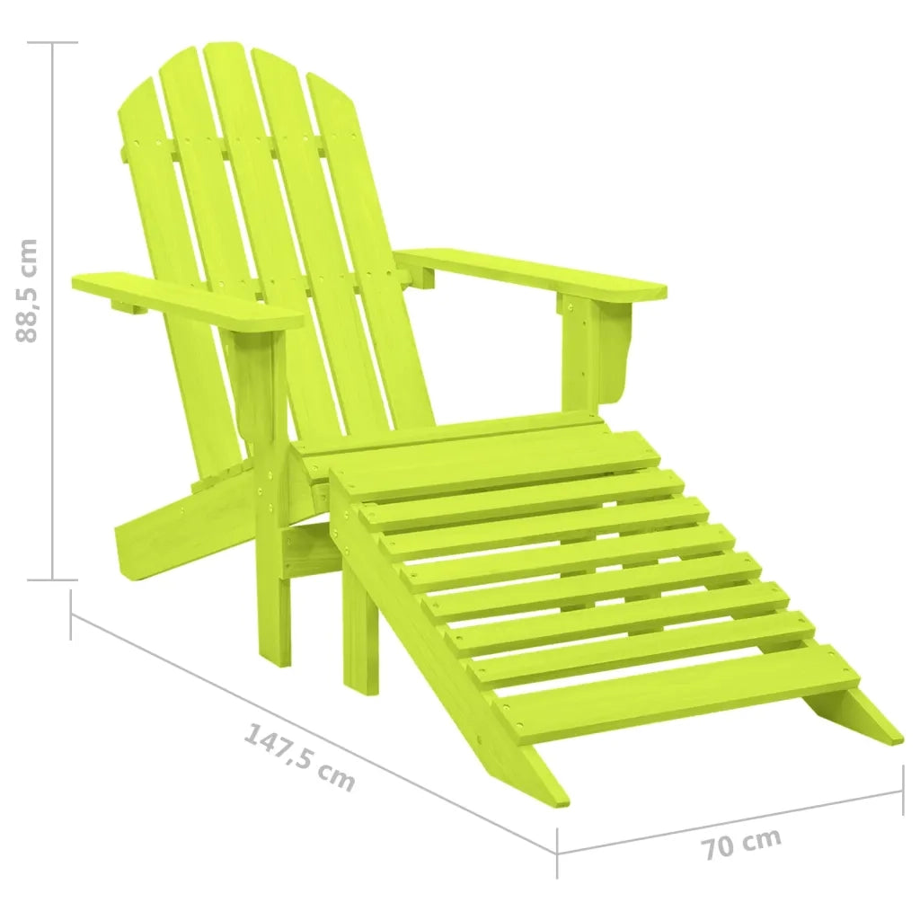 Sedia Giardino | Sedie da Esterno Adirondack con Ottomana Massello di Abete Verde